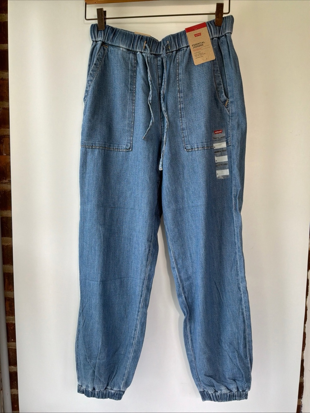 Levi Strauss Jogger Jeans Women's Size Small Blue Denim Elastic Waist Drawstring